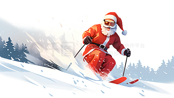 圣诞老人滑雪ai图片免费下载