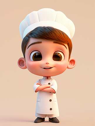 3d渲染的厨师男孩人物形象素材