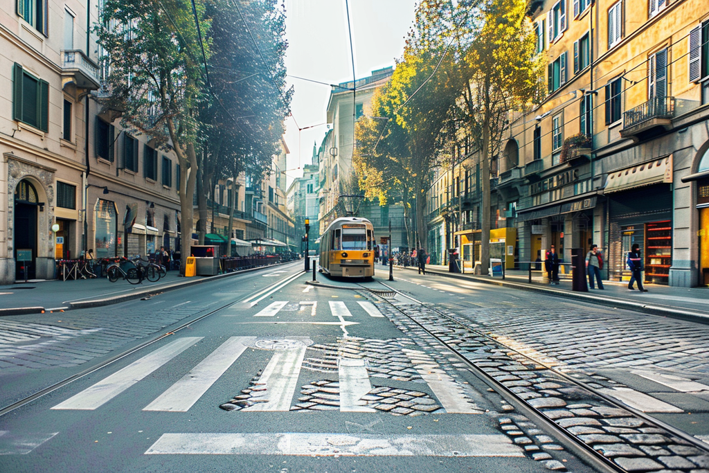 a daytime view of streets in milan, italy - city ȥåեȤȻִзֵ糵˽羰ҵƬ