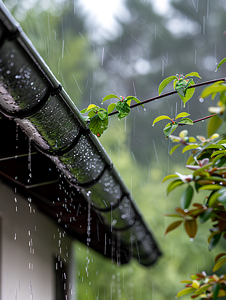 屋檐下的雨意境图片