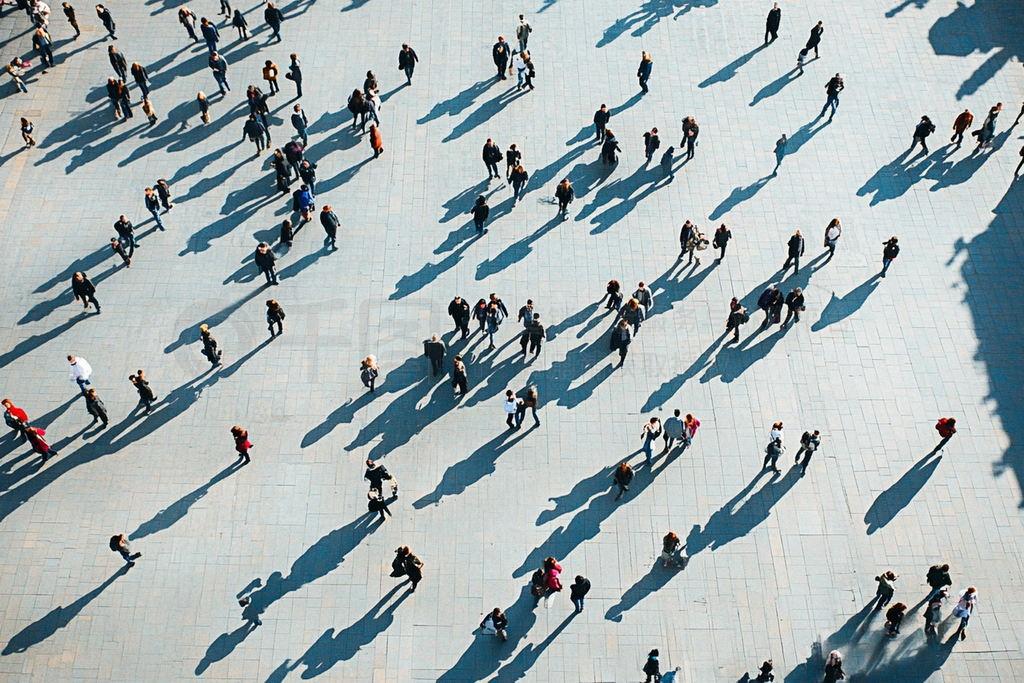 aerial view of large number of people walking on the city square on the sunny day - city ȥåեȤȻ