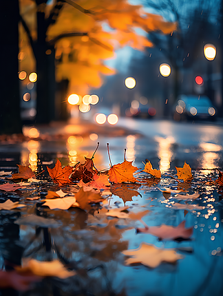 秋天的雨图片景色图片