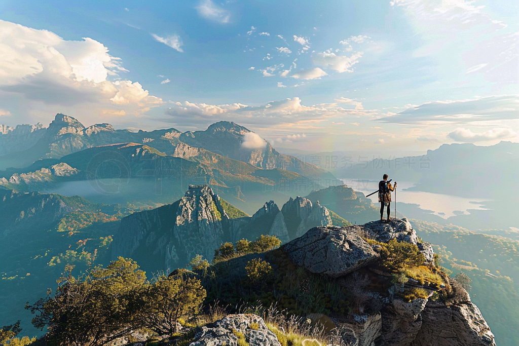 hiker alone looking at view from mountain top - view ȥåեȤȻдʵȻʯ΢Цװ廭