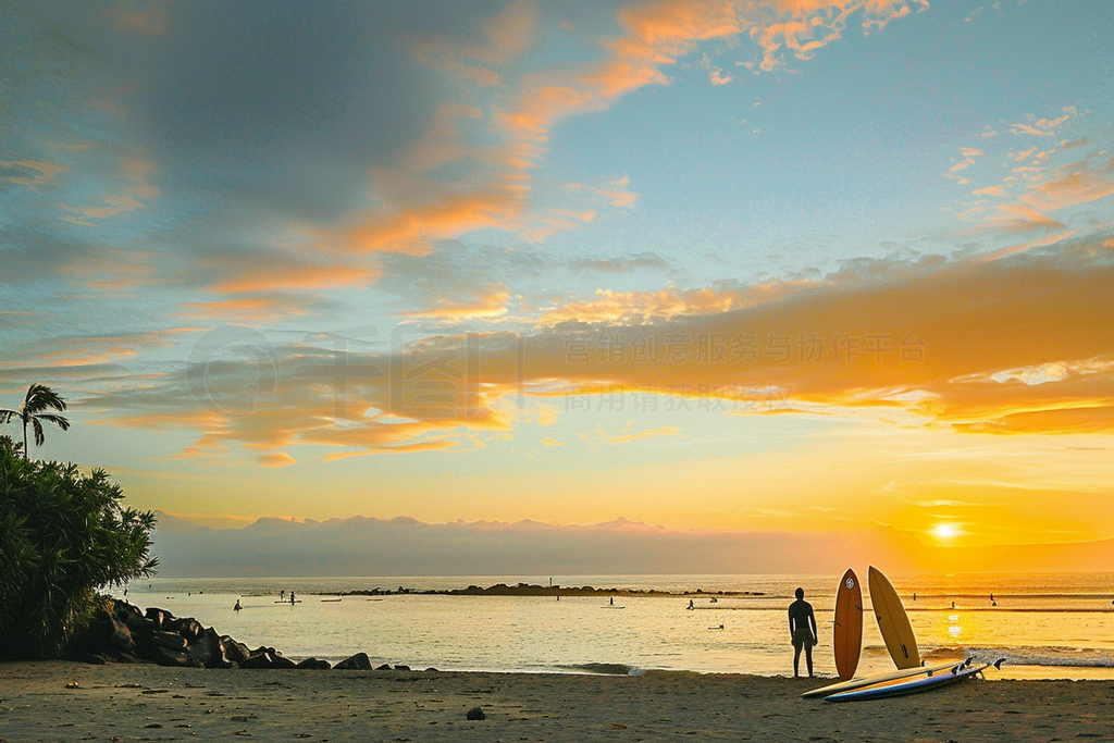 local surfer and canoe men met in the morning glow coast. - view ȥåեȤȻȻ⺣̲羰ҵƬ