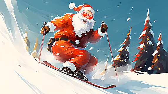 圣诞老人滑雪ai图片免费下载