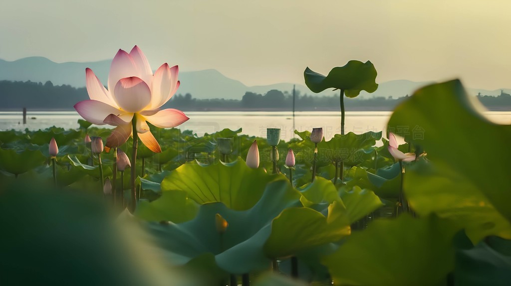 池塘场景图片