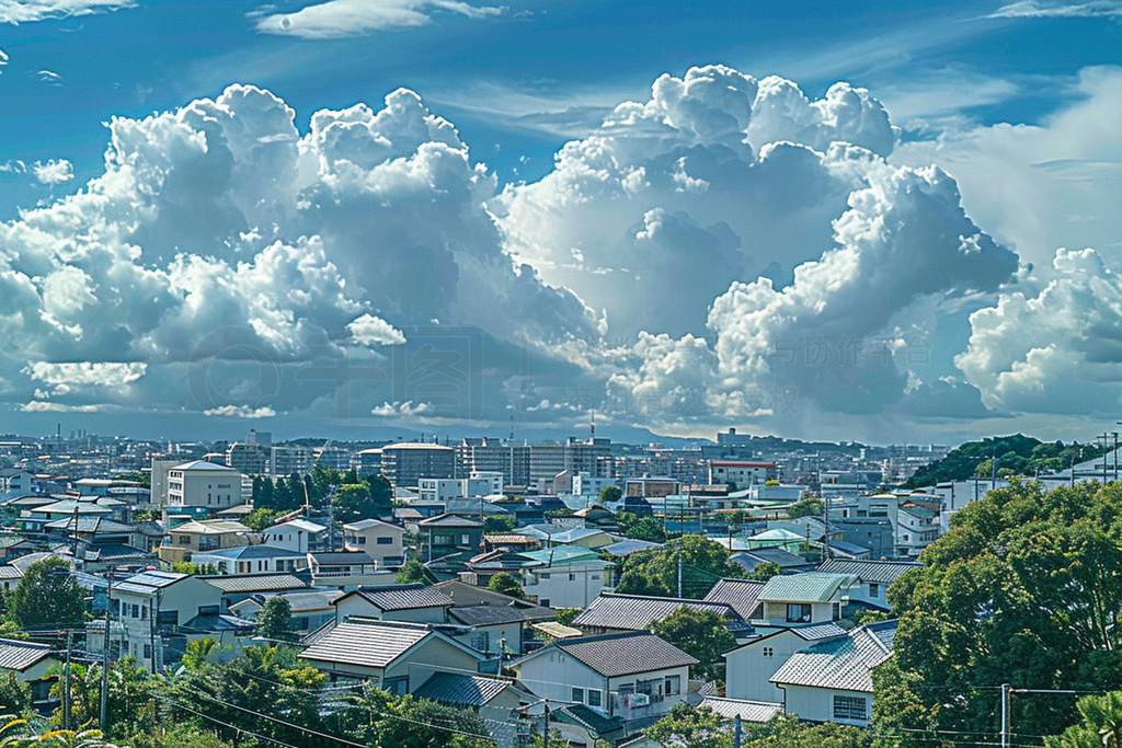 summer clouds over the residential district in kanagawa of japan - view ȥåեȤȻȻо羰ҵ