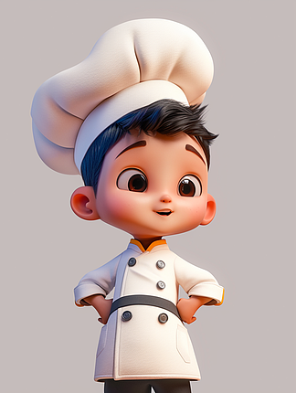3d渲染的厨师男孩人物形象素材