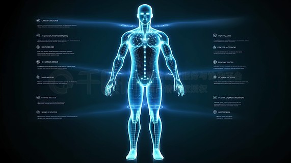 科技风医疗人体器官全息图概念图