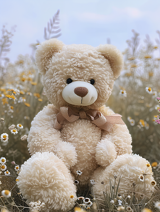 可爱儿童泰迪熊毛绒玩具摄影图