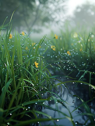 大雨天小草风景图片图片