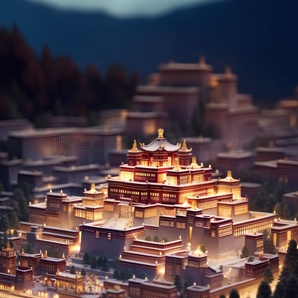 微缩城市建筑西藏旅游地标景点创意图片