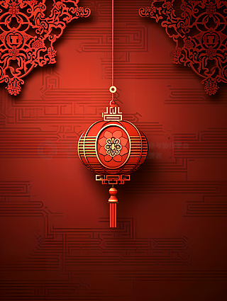 新年新春春节红灯笼以红色为背景图案为国风花纹背景图片