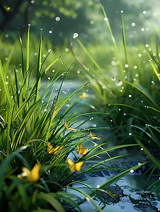 大雨天小草风景图片图片