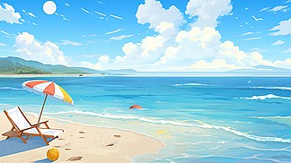 夏日场景元素插画海滩