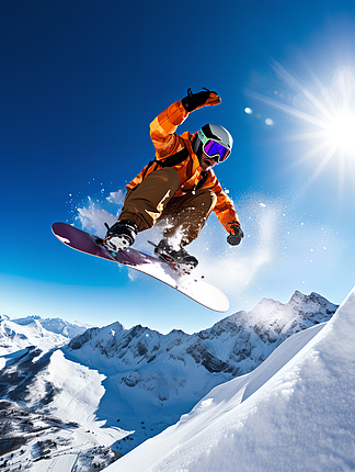 运动人像摄影滑雪运动员滑雪场景摄影图