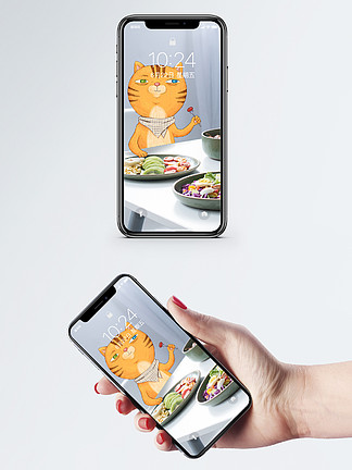 小猫吃饭手机壁纸