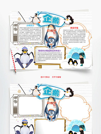 保护企鹅手抄报图片