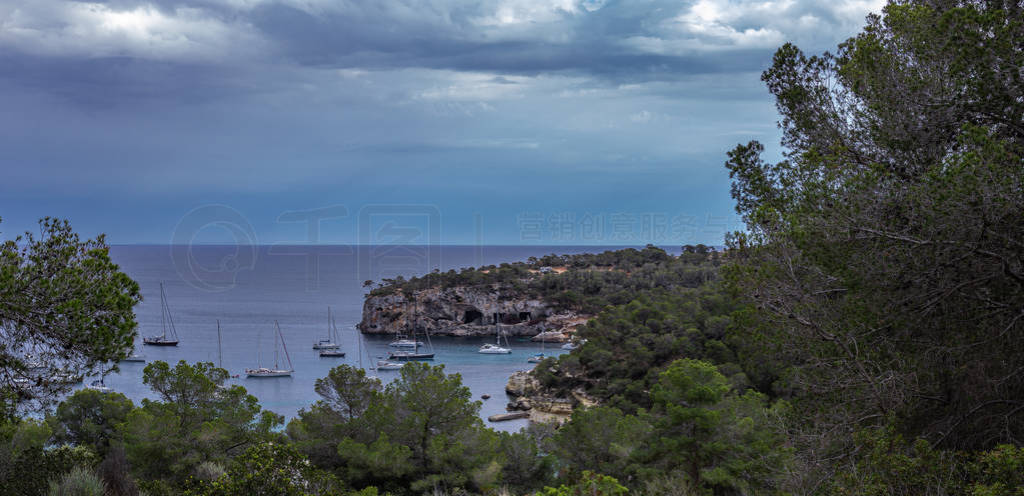 Seascape, yachts on the pier in the Bay