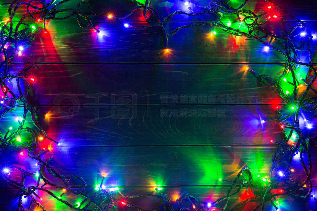 Christmas background with lights and free text space. Christmas
