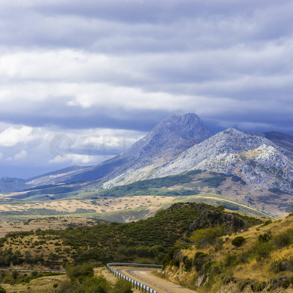 Winding asphalt road in Spain