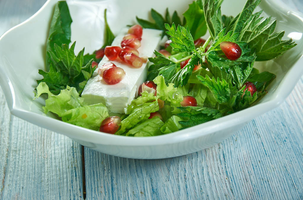 Spring salad with dandelion, feta cheese