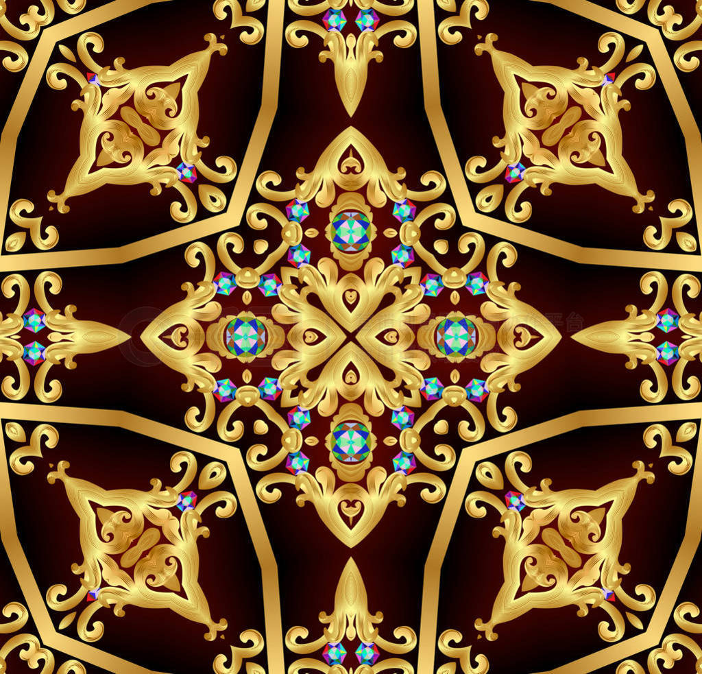 background with gold ornaments and precious stones