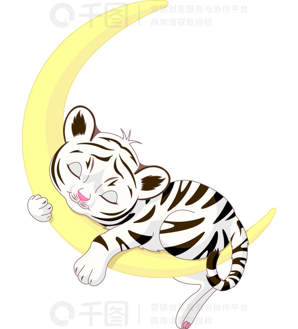 在月球上睡觉的小老虎