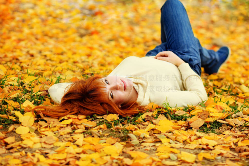 redhead girl in fall