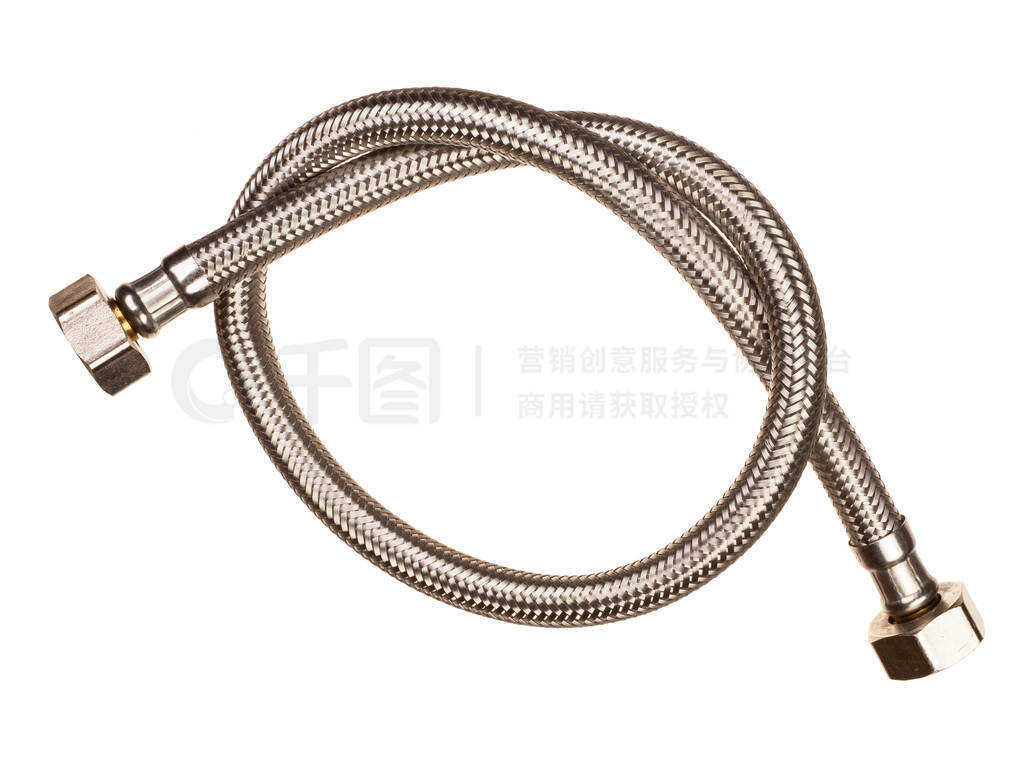 Flexible water hose on white background