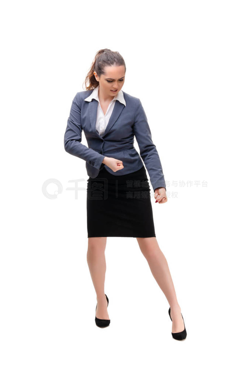 Young businesswoman isolated on white background