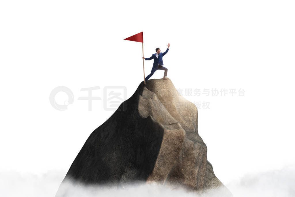 Businessman at the top of mountain