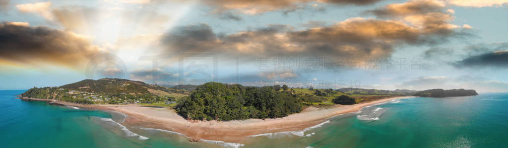 Hot Water Beach, New Zealand. Aerial view of beautiful seascape