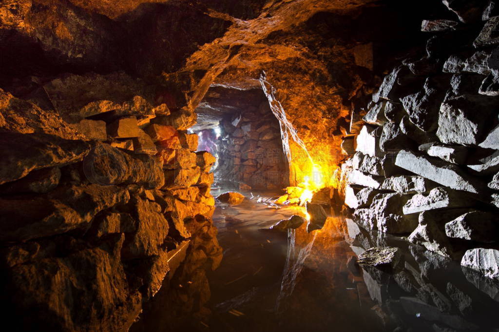 Old abandoned flooded limestone mine Gurievsky in Byakovo, Tula