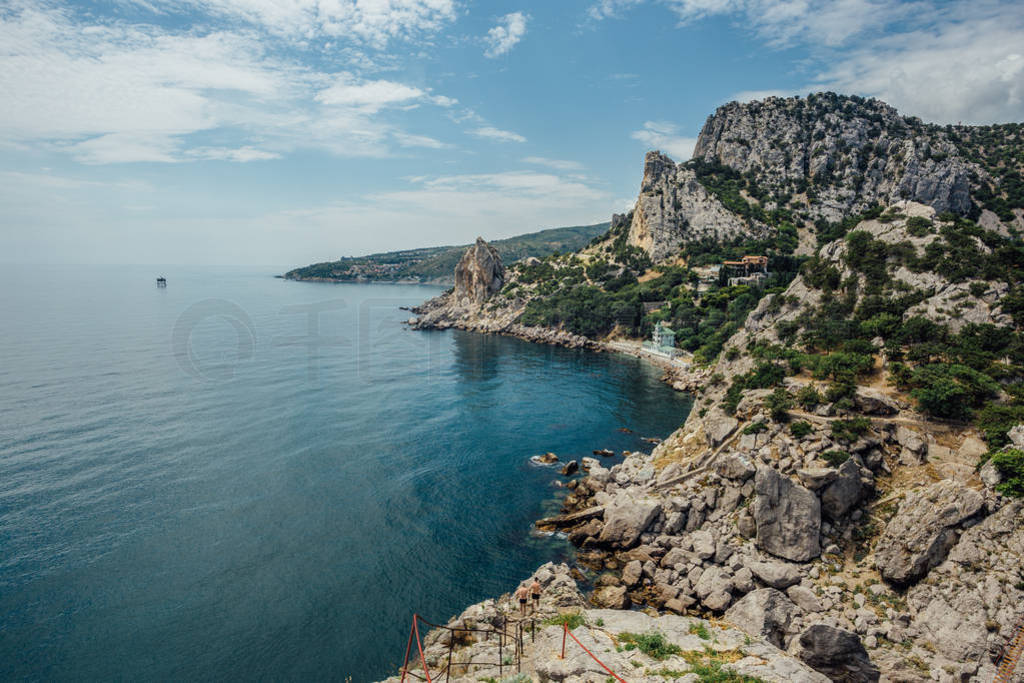 Rocky Black sea coast in Yalta district, Crimea