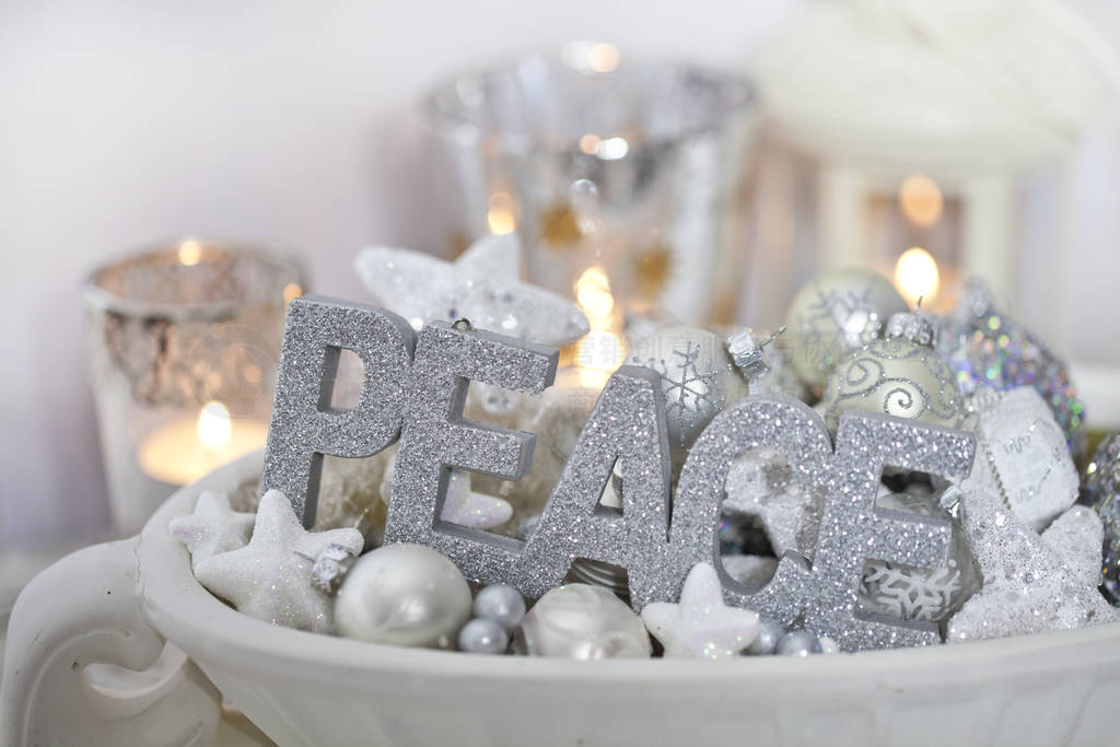 Elegant Christmas Decoration With Word Peace