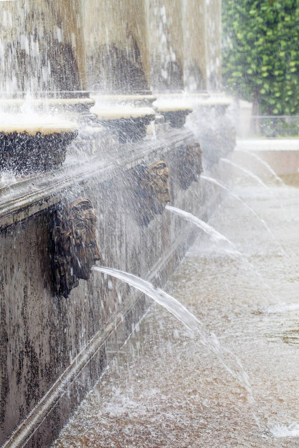 Beautiful view on the fountains of the Lion cascade