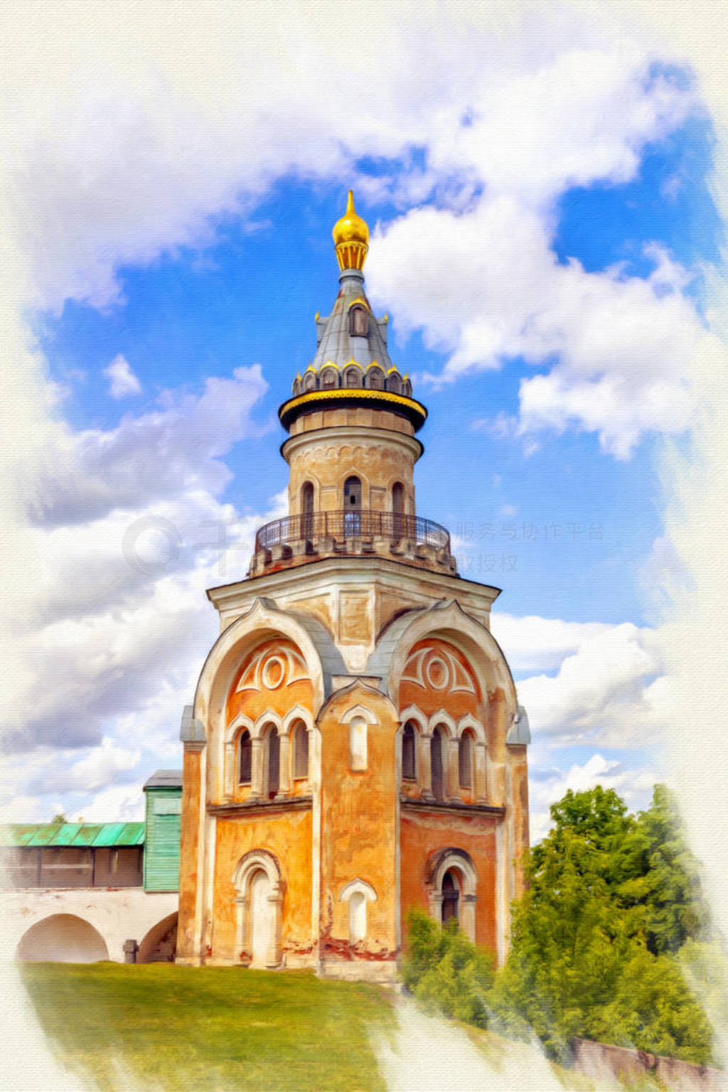 Torzhok. Novotorzhsky Borisoglebsky Monastery. Imitation of the