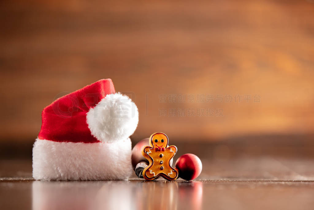 Santa Claus hat and gingerbread man cookie