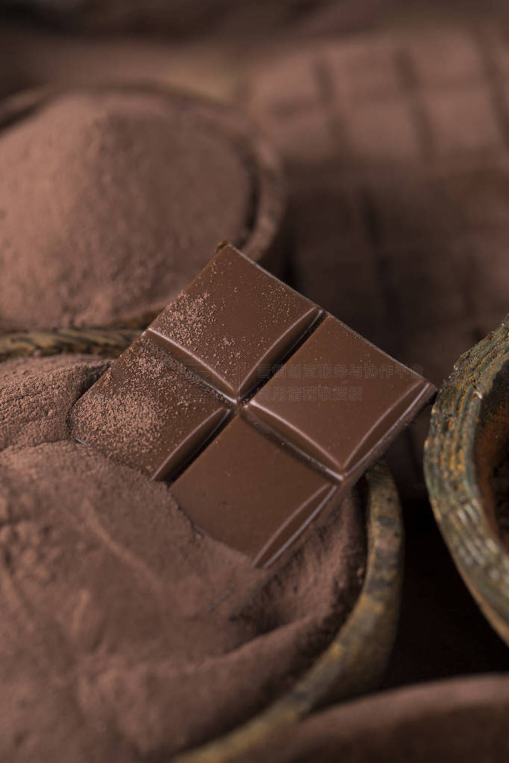 Chocolate bar, candy sweet, cacao beans and powder