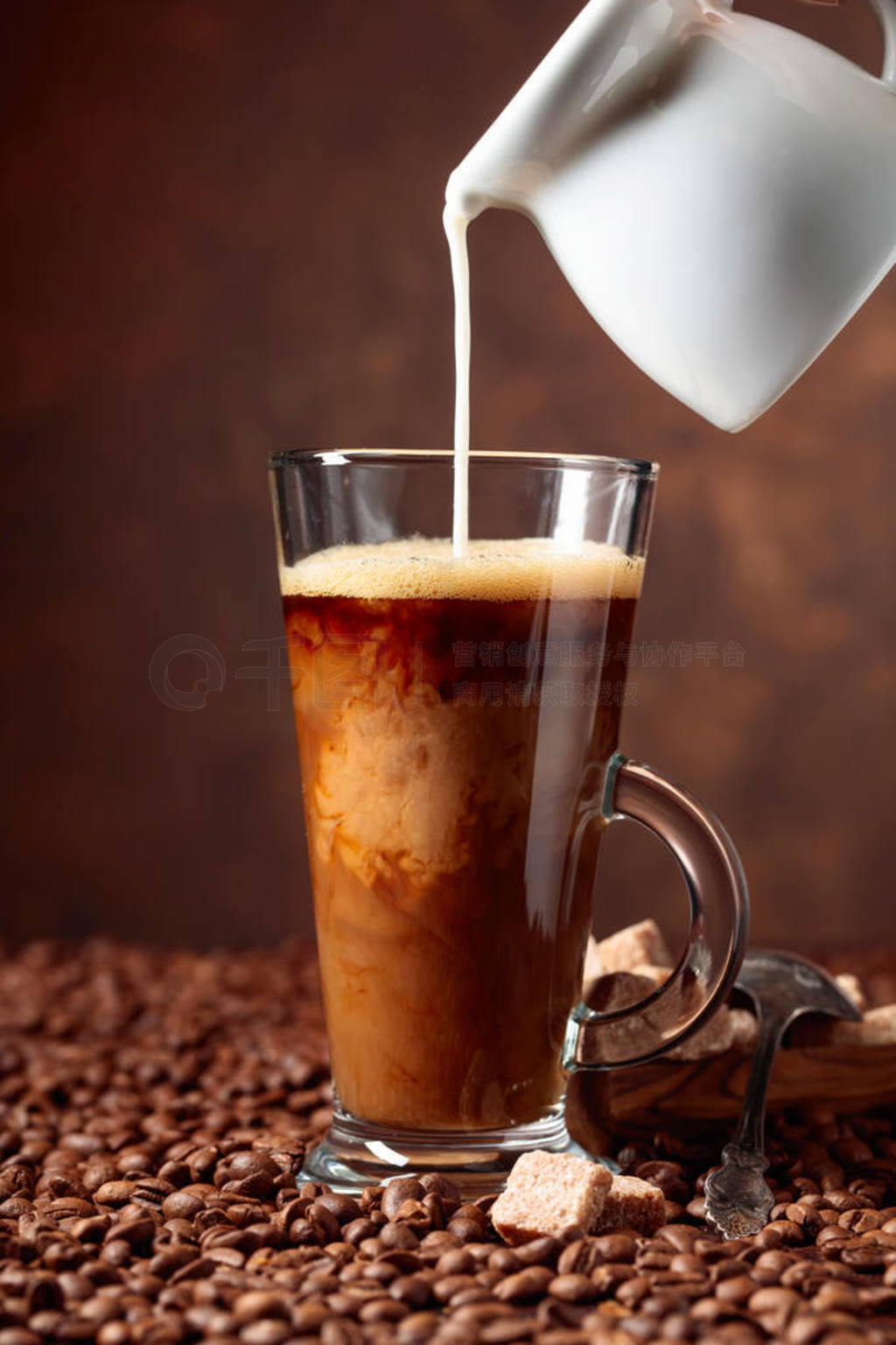 Coffee latte and brown sugar.