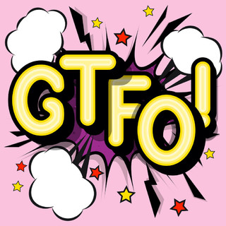 gtfo-復古字體與陰影, 半色調圖案的復古海報背景.