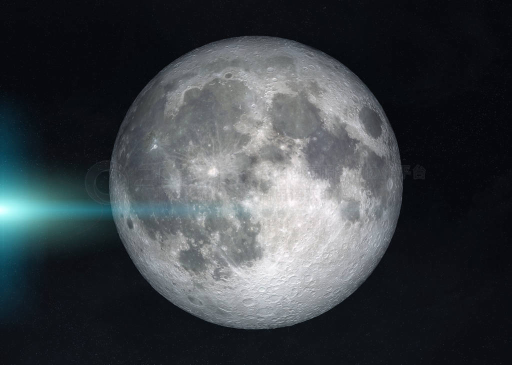 View of a full moon in space with stars background 3D rendering