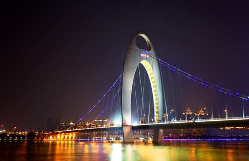 中日广州琶洲的辉煌现货光猎德大桥的夜景