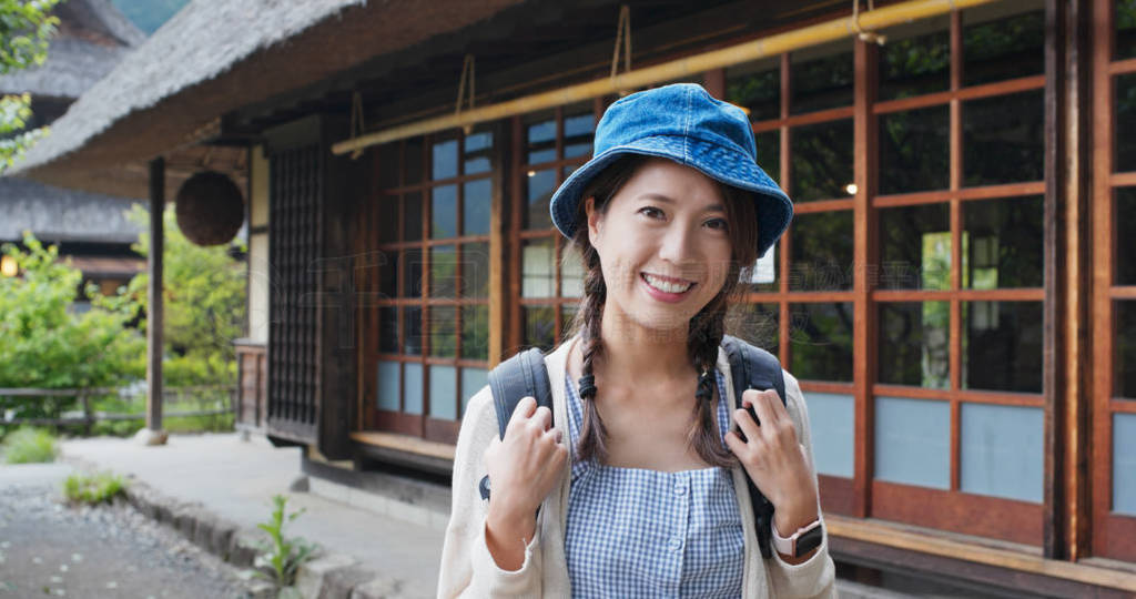 Woman visit Japanese old village house