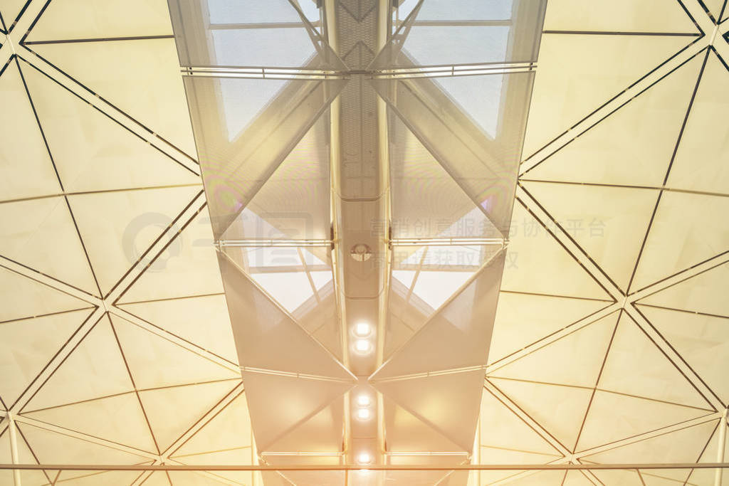 interior of the modern mall of Hongkong airport subway station,