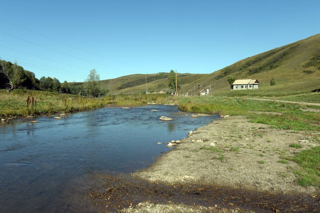 Mountain river Yarivka in the taiga village Generalka Altai reg