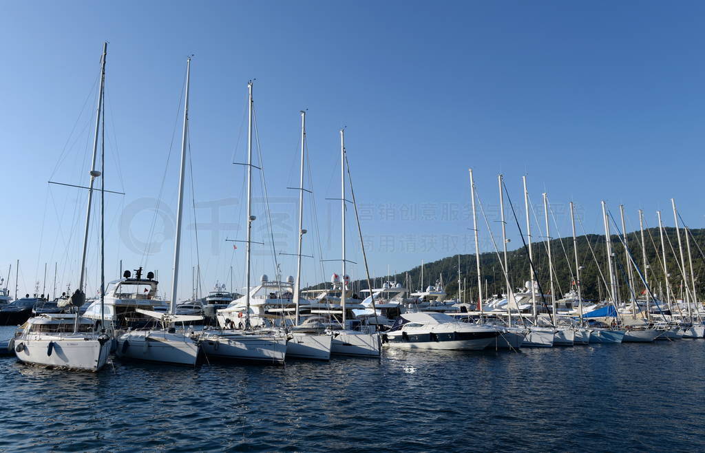 Yachts at the Marina of the yacht club in the Turkish city of M