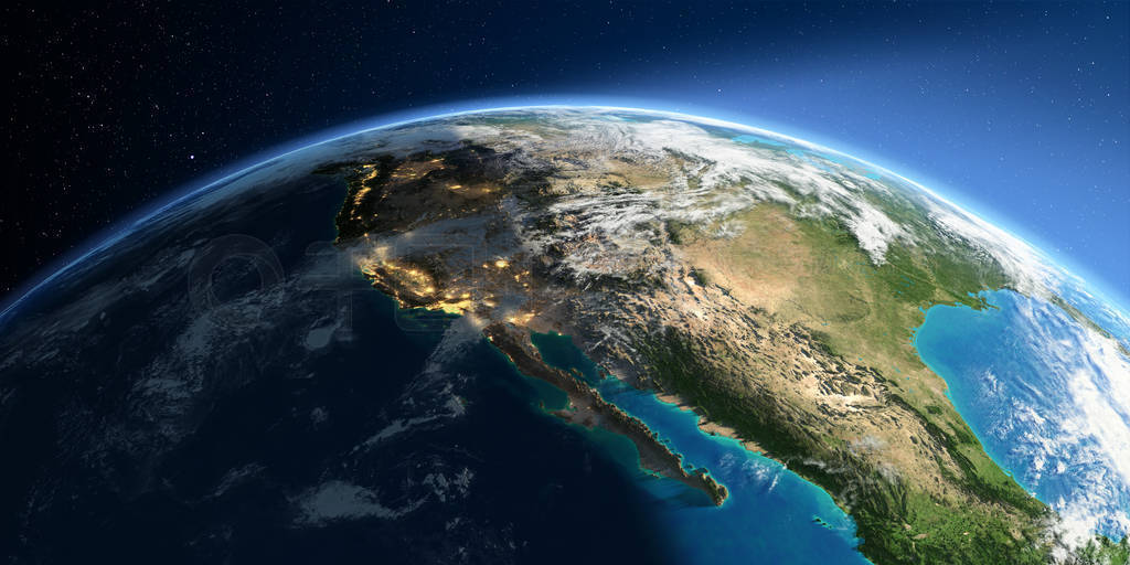 Detailed Earth. Gulf of California, Mexico and the western U.S.