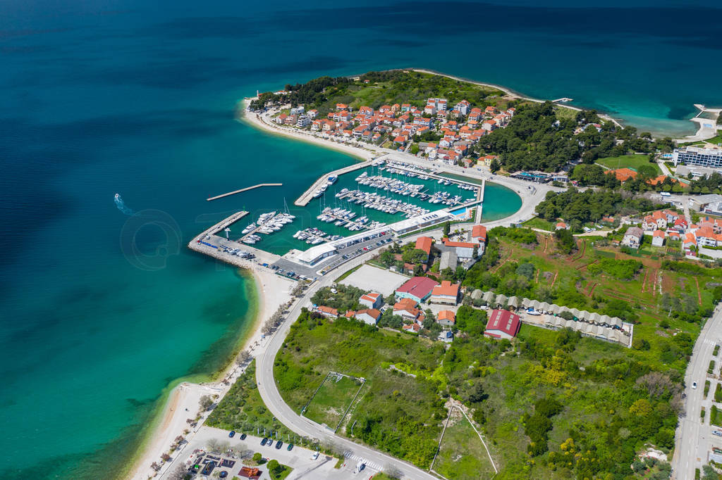 Aerial view of city of Zadar. Summer time in Dalmatia region of